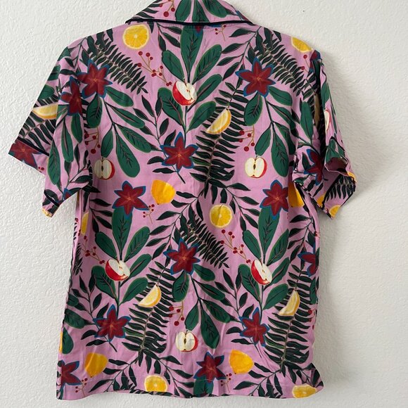 NWOT Katie Kime Sz S Pajama Shirt Top Novelty Print Fruits Lemons Soft Comfy - Picture 3 of 7